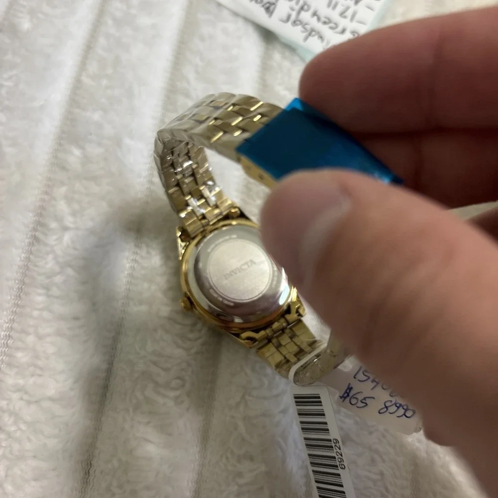 Invicta Gold-Tone Wristwatch Diamond Accent Purple Dial Bracelet in Original Box